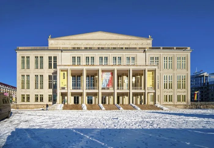 Framed Print : Leipzig Opera Print, Winter Scene on Augustusplatz Framed Print : Leipzig Opera Print, Winter Scene on Augustusplatz