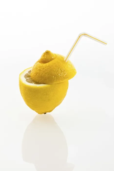 Framed Print : Lemon with a Drinking Straw Print
