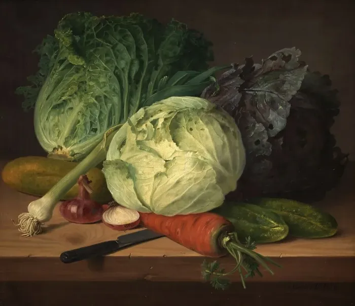 Framed Print : Still Life Print featuring Vegetables, Cabbage, and Fruits Framed Print : Still Life Print featuring Vegetables, Cabbage, and Fruits