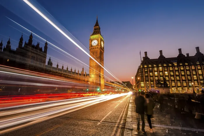 Framed Print : Light Trails in Front of Big Ben Print, London Evening Framed Print : Light Trails in Front of Big Ben Print, London Evening