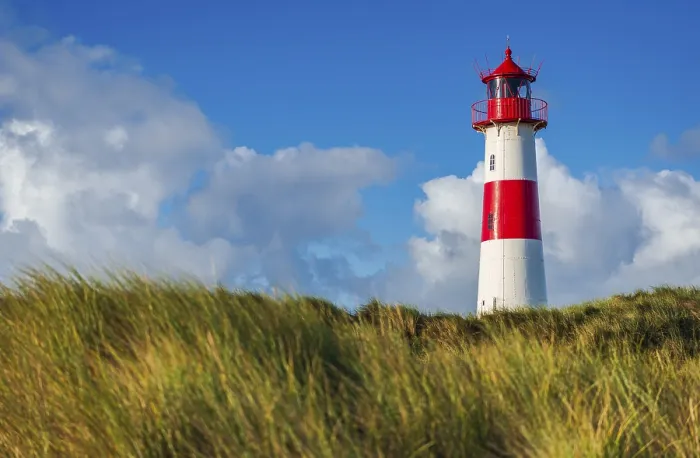 Framed Print : The Lister lighthouse at Ellenbogen Print, Sylt Island