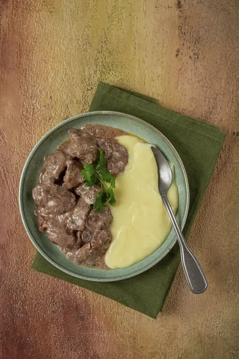 Framed Print : Liver Beef Stroganoff with Mashed Potatoes Print Framed Print : Liver Beef Stroganoff with Mashed Potatoes Print