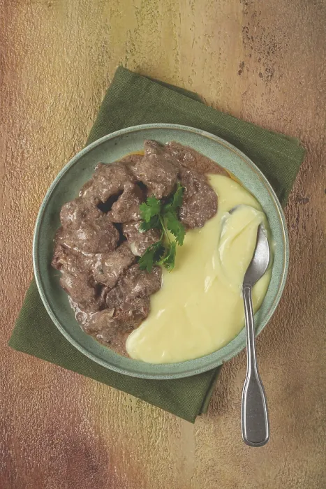 Framed Print : Liver Beef Stroganoff with Mashed Potatoes Print Framed Print : Liver Beef Stroganoff with Mashed Potatoes Print