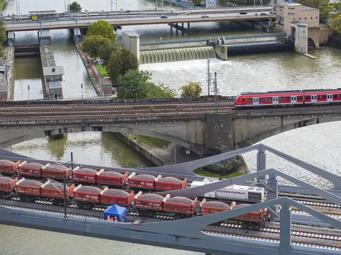 Framed Print : Load Test on the Neckar Bridge, Aerial View Print Framed Print : Load Test on the Neckar Bridge, Aerial View Print
