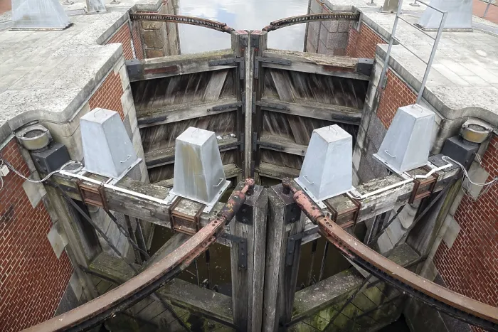 Framed Print : Lock at Stade Harbour Print, Germany