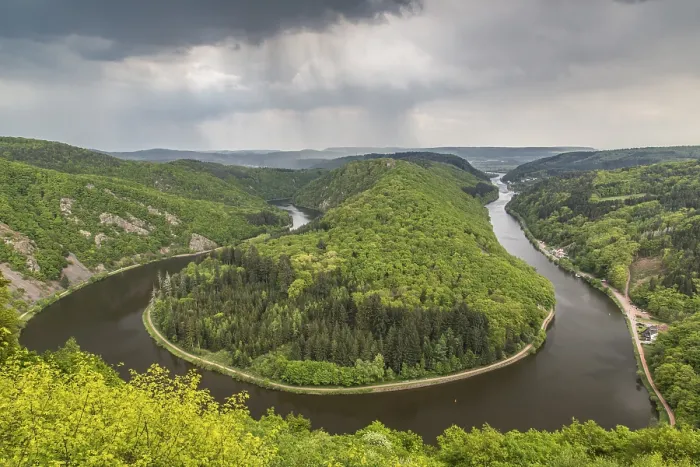 Framed Print : Loop of the Saar River near Orscholz Print, Mettlach, Germany