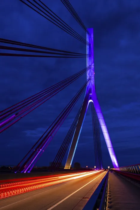 Framed Print : Lower Rhine Bridge Print, Blue Hour, Rhine River Framed Print : Lower Rhine Bridge Print, Blue Hour, Rhine River