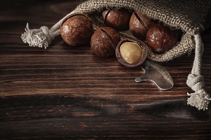 Framed Print : Macadamia Nuts Print in Burlap Bag Framed Print : Macadamia Nuts Print in Burlap Bag