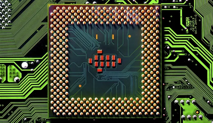 Framed Print : Macro Close-up of PC Processor Circuit Board Print Framed Print : Macro Close-up of PC Processor Circuit Board Print