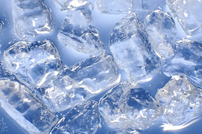 Framed Print : Macro Print of Ice Cubes in a Blue Bin Framed Print : Macro Print of Ice Cubes in a Blue Bin