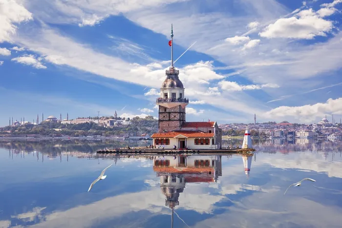 Framed Print : The Maiden's Tower Print, Istanbul Bosphorus Reflection