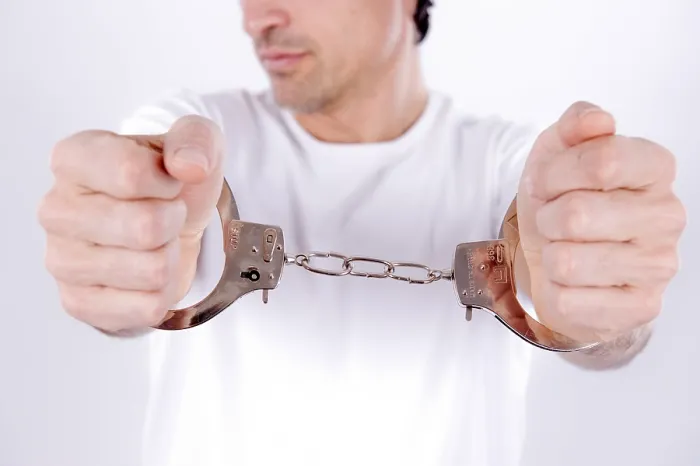 Framed Print : Man with Handcuffs Print Framed Print : Man with Handcuffs Print