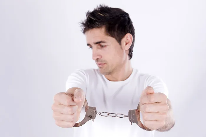 Framed Print : Man with Handcuffs Print Framed Print : Man with Handcuffs Print