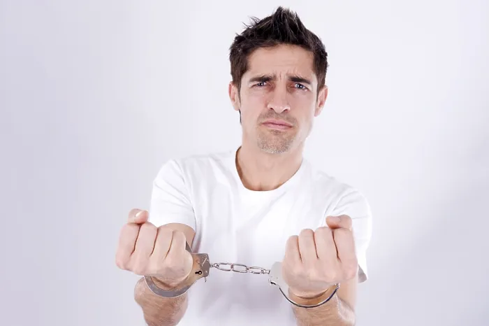 Framed Print : Man with Handcuffs Print Framed Print : Man with Handcuffs Print