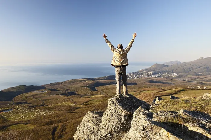Framed Print : Man on the Top of the Mountain Print Framed Print : Man on the Top of the Mountain Print