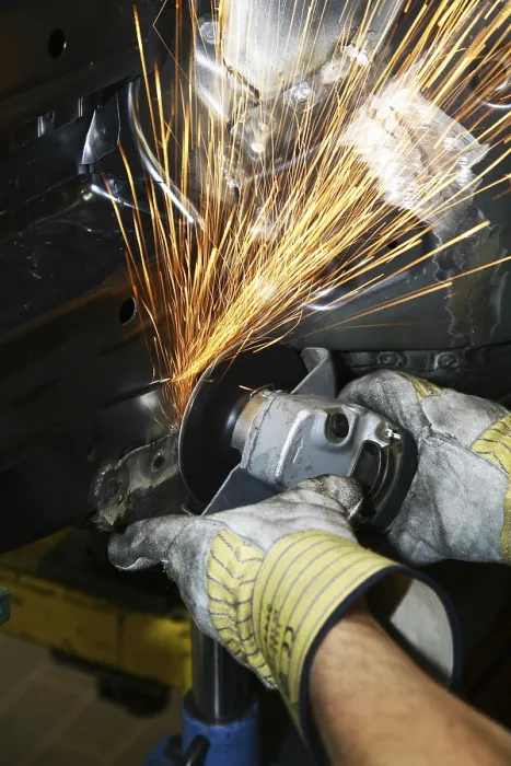 Framed Print : Man Working with Angle Grinder Print Framed Print : Man Working with Angle Grinder Print