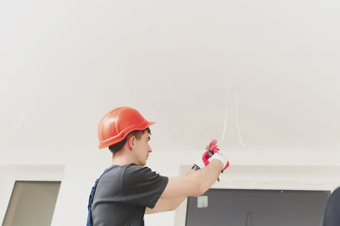 Framed Print : Man Working with Cables Ceiling Print Framed Print : Man Working with Cables Ceiling Print