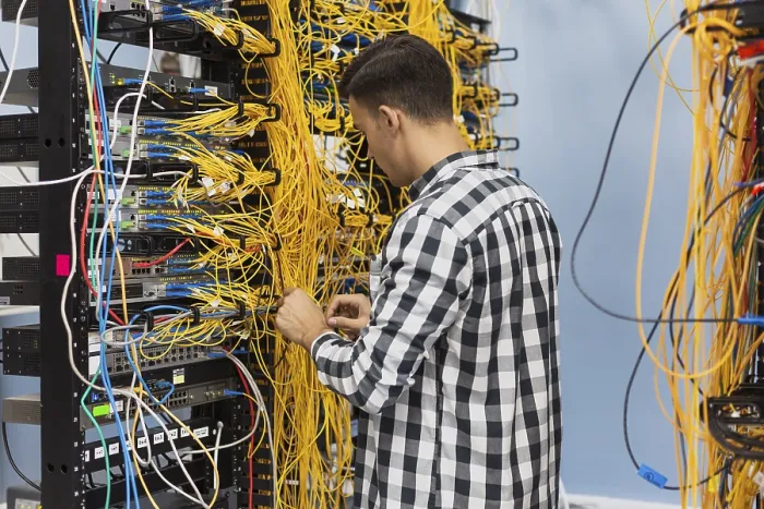 Framed Print : Man Working Ethernet Switch Print Framed Print : Man Working Ethernet Switch Print