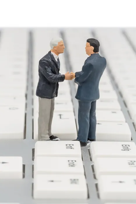 Framed Print : Two Managers Talking on a Computer Keyboard Print Framed Print : Two Managers Talking on a Computer Keyboard Print