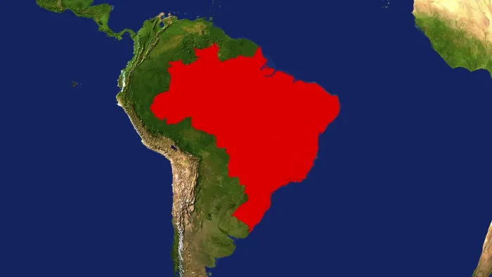 Framed Print : Brazil Map Print - Red Highlighted Framed Print : Brazil Map Print - Red Highlighted