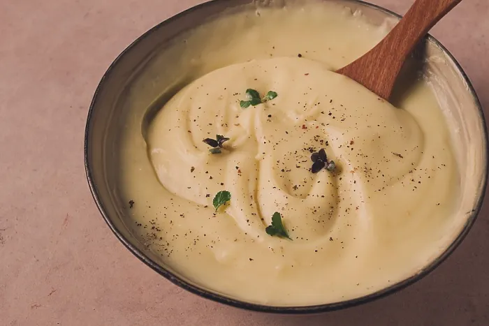 Framed Print : Mashed Potatoes Print with Micro Greenery and Spices Framed Print : Mashed Potatoes Print with Micro Greenery and Spices