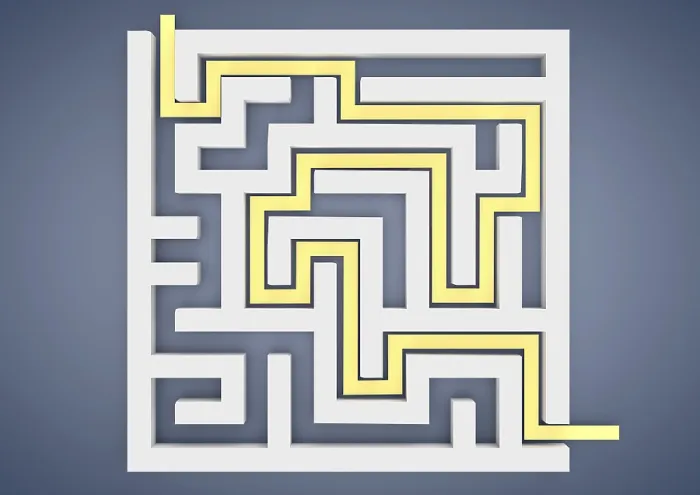 Framed Print : Maze Print, 3D Illustration of Path to Success Framed Print : Maze Print, 3D Illustration of Path to Success