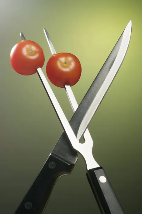 Framed Print : Meat Fork Holding Tomatoes Print Framed Print : Meat Fork Holding Tomatoes Print