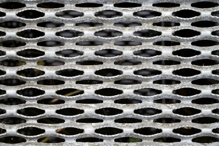 Framed Print : Metal Grid with Pattern Print, Full Format Framed Print : Metal Grid with Pattern Print, Full Format