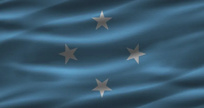 Framed Print : Micronesian Flag Print with Fabric Texture Framed Print : Micronesian Flag Print with Fabric Texture
