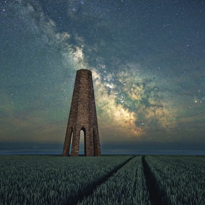 Framed Print : Milky Way over The Daymark, Devon Print