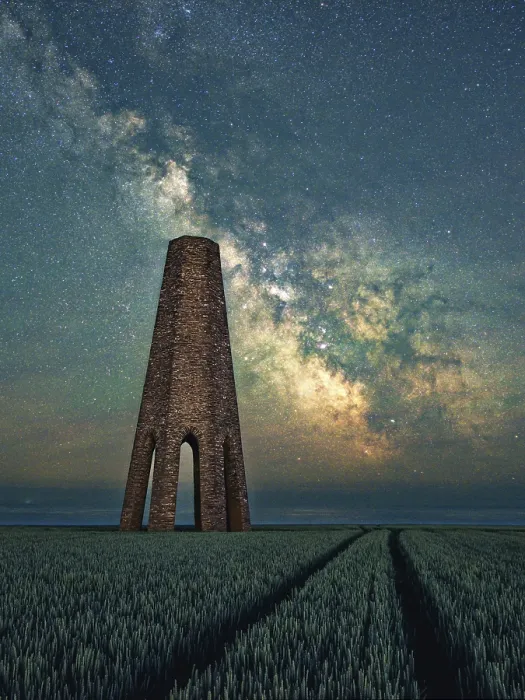 Framed Print : Milky Way over The Daymark, Devon Print Framed Print : Milky Way over The Daymark, Devon Print