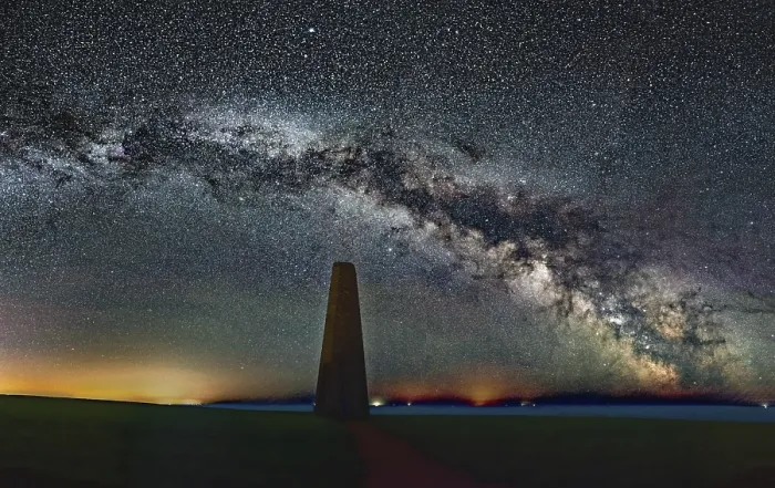 Framed Print : Milky Way Print over The Daymark, Devon