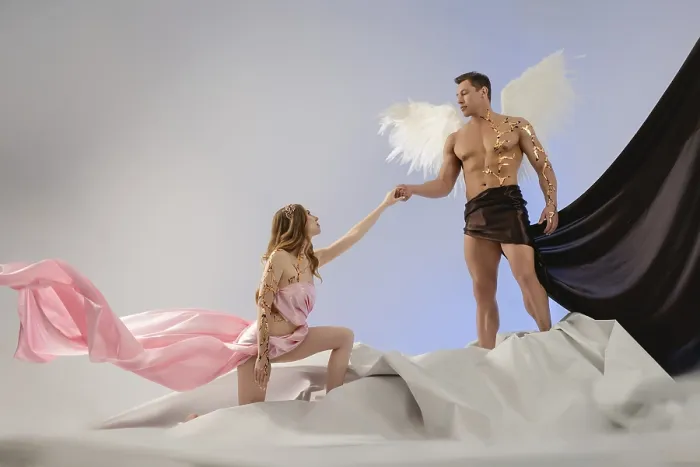 Framed Print : Two Models in Mythical Studio Print Framed Print : Two Models in Mythical Studio Print