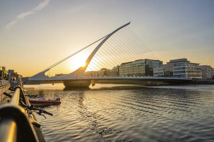 Framed Print : Modern Bridge Print at Sunset, Dublin, Ireland Framed Print : Modern Bridge Print at Sunset, Dublin, Ireland