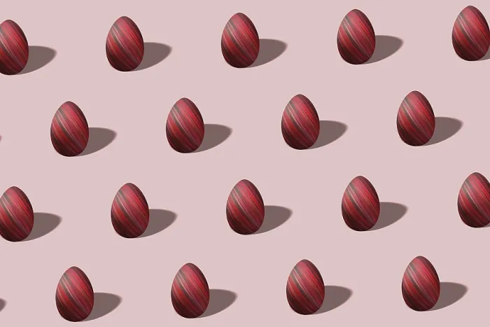 Framed Print : Modern Colorful Easter Egg Print in Red and Black Framed Print : Modern Colorful Easter Egg Print in Red and Black