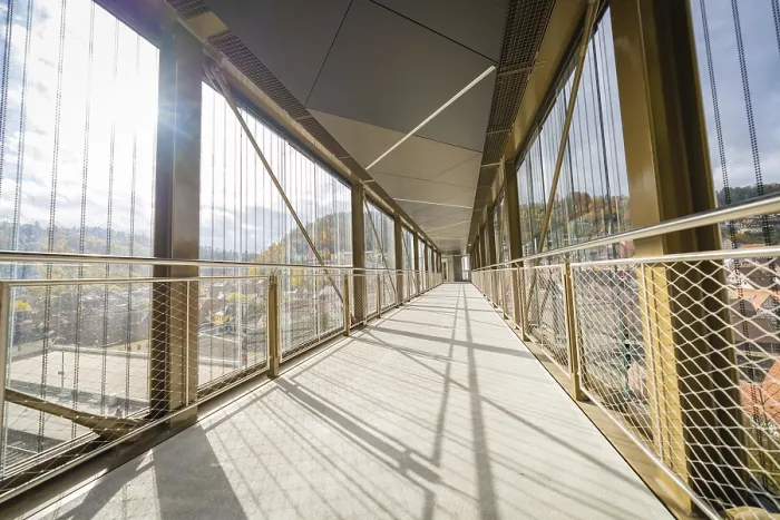 Framed Print : Modern Footbridge with Sun Rays Print, Calw Germany Framed Print : Modern Footbridge with Sun Rays Print, Calw Germany