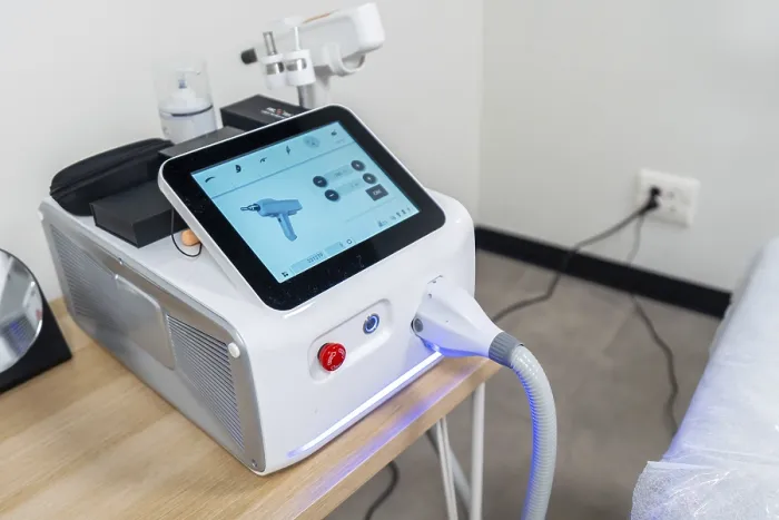Framed Print : Modern Laser Machine Print: Touchscreen Interface in Medical Clinic