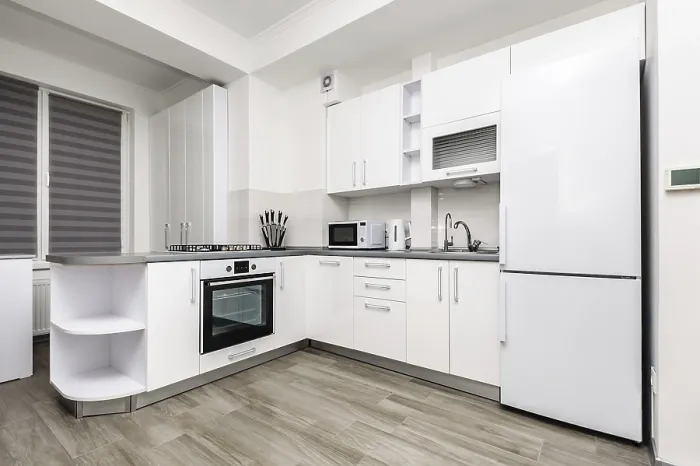Framed Print : Modern White and Black Kitchen Print Framed Print : Modern White and Black Kitchen Print