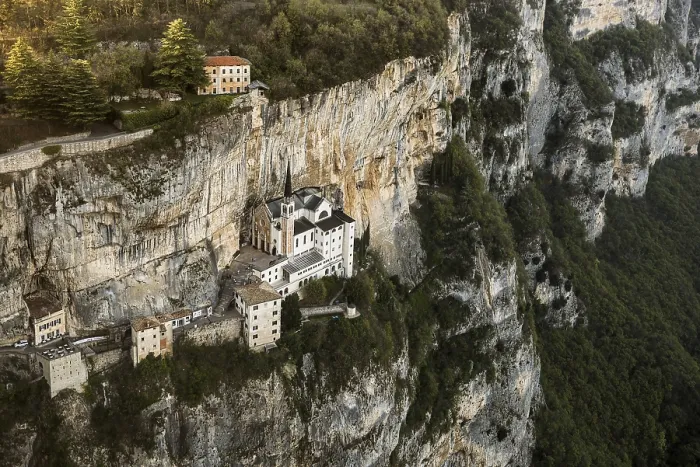 Framed Print : Monastery on a slope in a gorge Print, Italy Framed Print : Monastery on a slope in a gorge Print, Italy