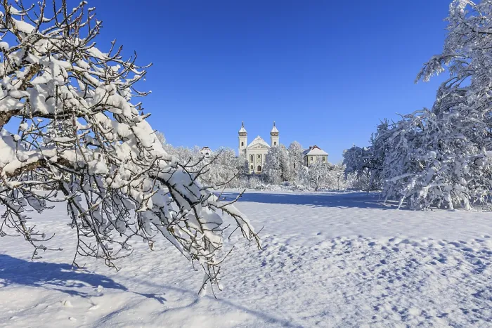 Framed Print : Monastery in the Snow Print, Schlehdorf, Germany Framed Print : Monastery in the Snow Print, Schlehdorf, Germany