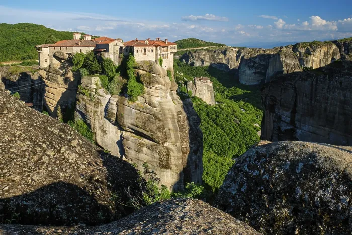 Framed Print : Meteora Monasteries Print at Sunset