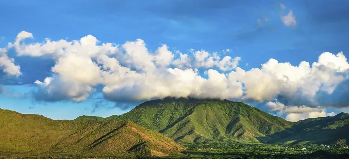 Framed Print : Mountain Landscape Print with Clouds and Green Hills Framed Print : Mountain Landscape Print with Clouds and Green Hills