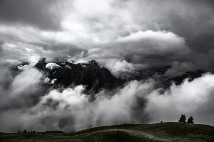 Framed Print : Mountain Ridge Print with Dramatic Clouds, Bach, Austria Framed Print : Mountain Ridge Print with Dramatic Clouds, Bach, Austria