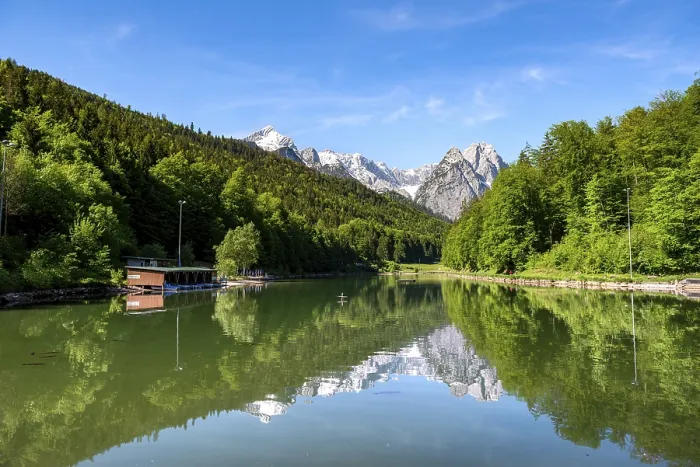 Framed Print : Mountains reflected in the lake, Rieersee Print