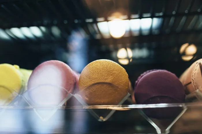 Framed Print : Multicolored Macarons Print in a Cafe Showcase Framed Print : Multicolored Macarons Print in a Cafe Showcase
