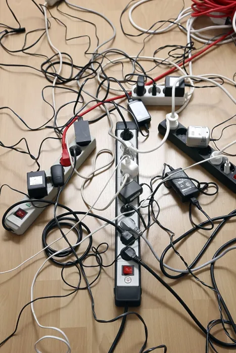Framed Print : Multiple Power Strips Print: Tangled Electrical Cables Framed Print : Multiple Power Strips Print: Tangled Electrical Cables