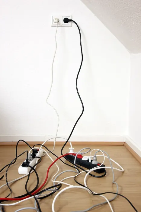 Framed Print : Multiple Power Strips Print with Cables and Connectors Framed Print : Multiple Power Strips Print with Cables and Connectors