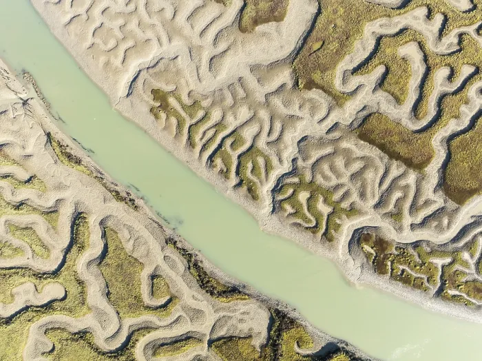 Framed Print : Print of Marshland Channels at Low Tide, Cadiz Province, Spain Framed Print : Print of Marshland Channels at Low Tide, Cadiz Province, Spain