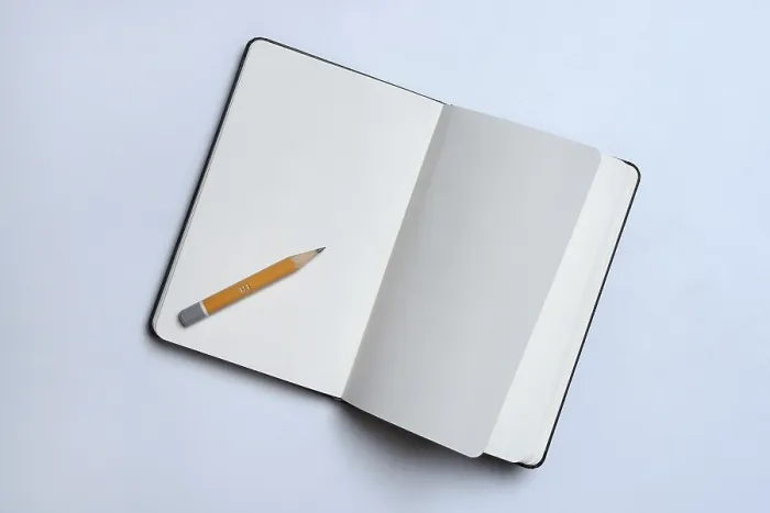 Framed Print : Notebook and Pencil Print, Study Aid