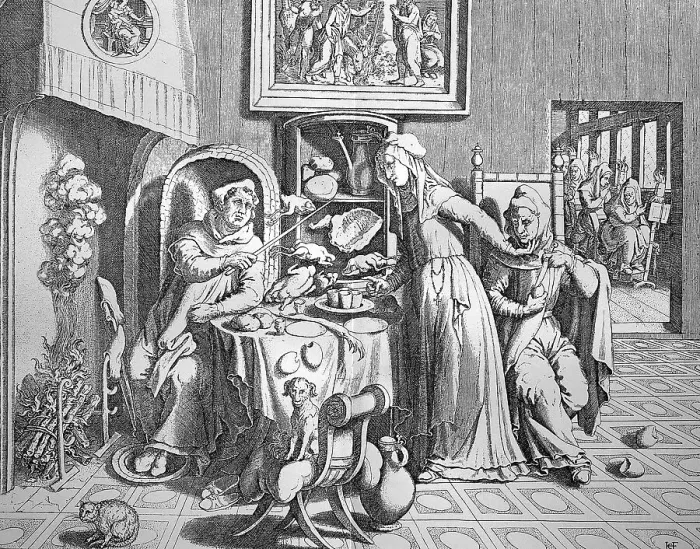 Framed Print : 17th Century Convent Life Print Framed Print : 17th Century Convent Life Print